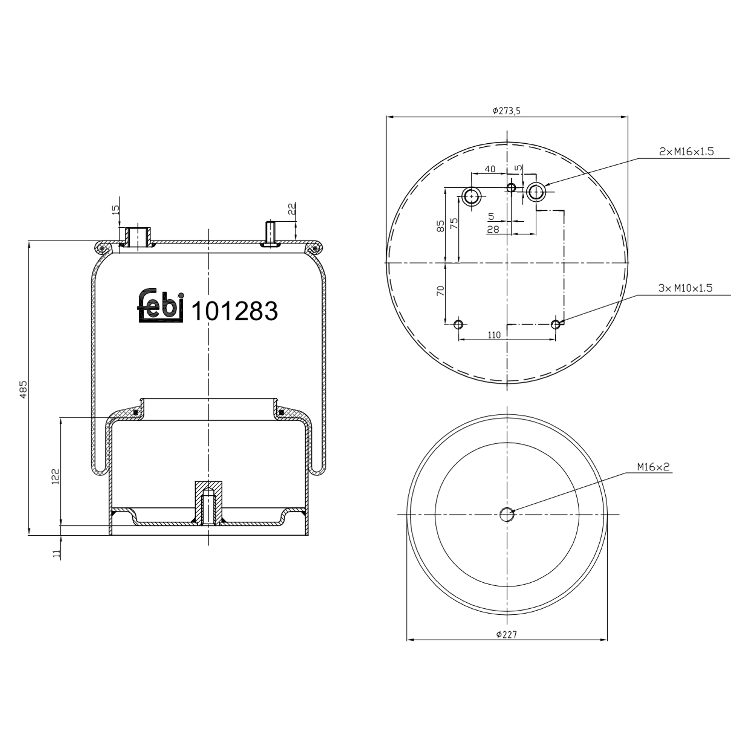 FEBI BILSTEIN 101283 274mm for DAF