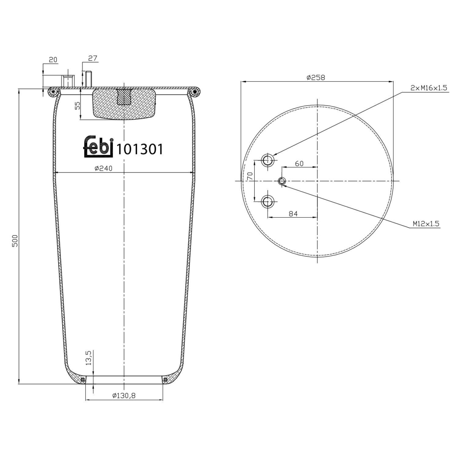 FEBI BILSTEIN 101301 bagaksel 259mm for MAN