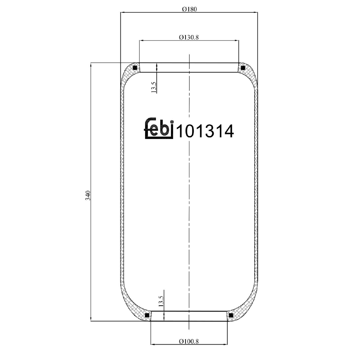 FEBI BILSTEIN 101314 ustyret forløbsaksel 131mm for VOLVO