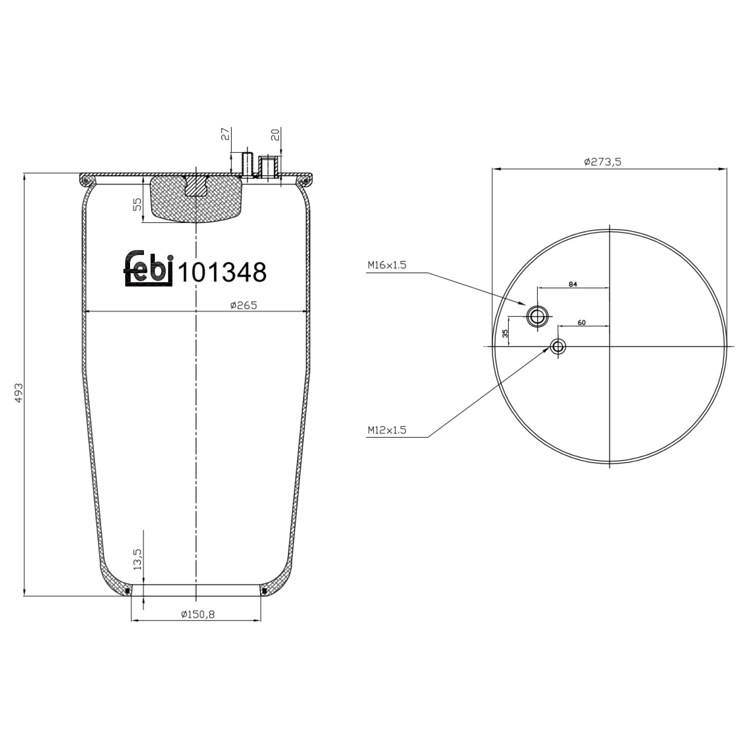 FEBI BILSTEIN 101348 bagaksel 273mm for MAN
