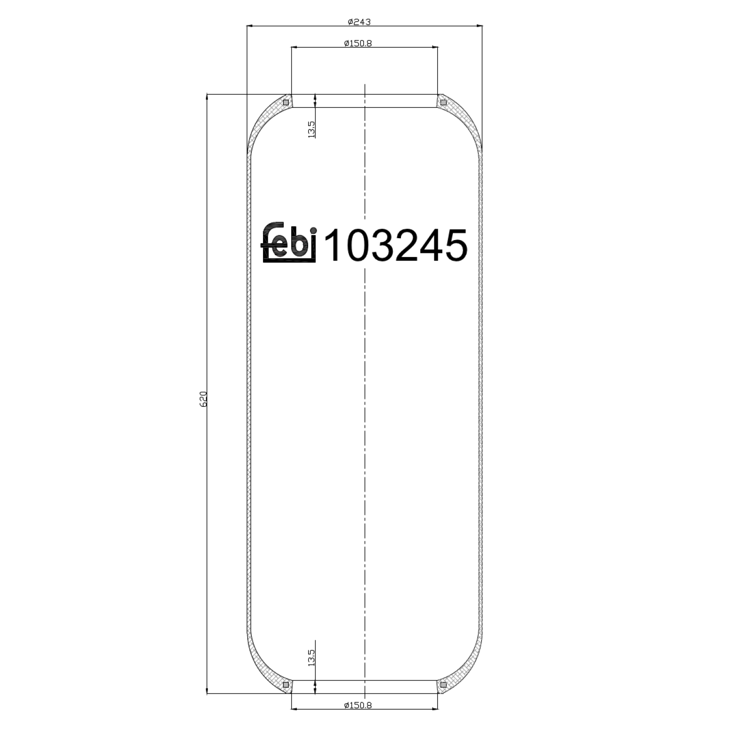 FEBI BILSTEIN 103245 bagaksel 243mm for IVECO