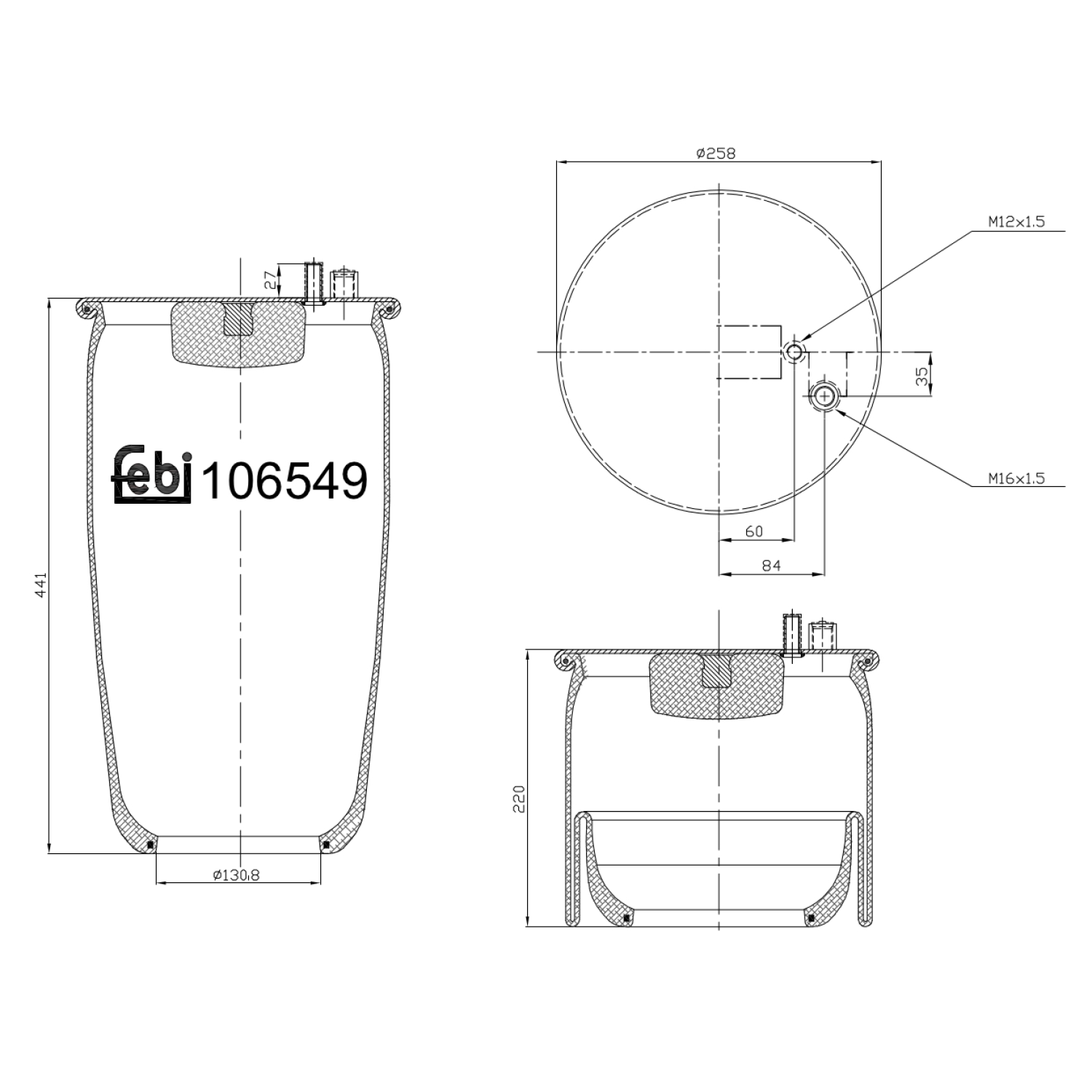 FEBI BILSTEIN 106549 bagaksel 130mm for MAN