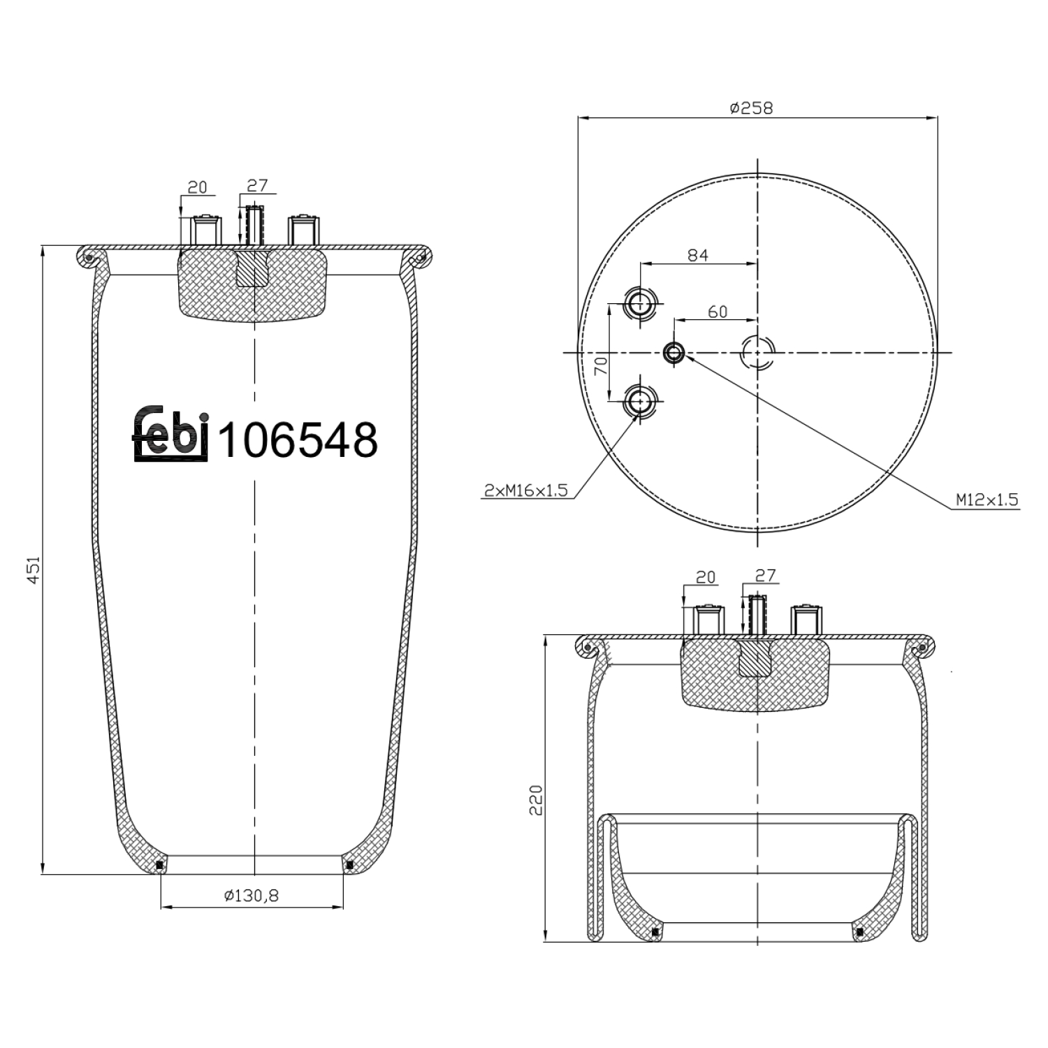 FEBI BILSTEIN 106548 bagaksel 130mm for MAN