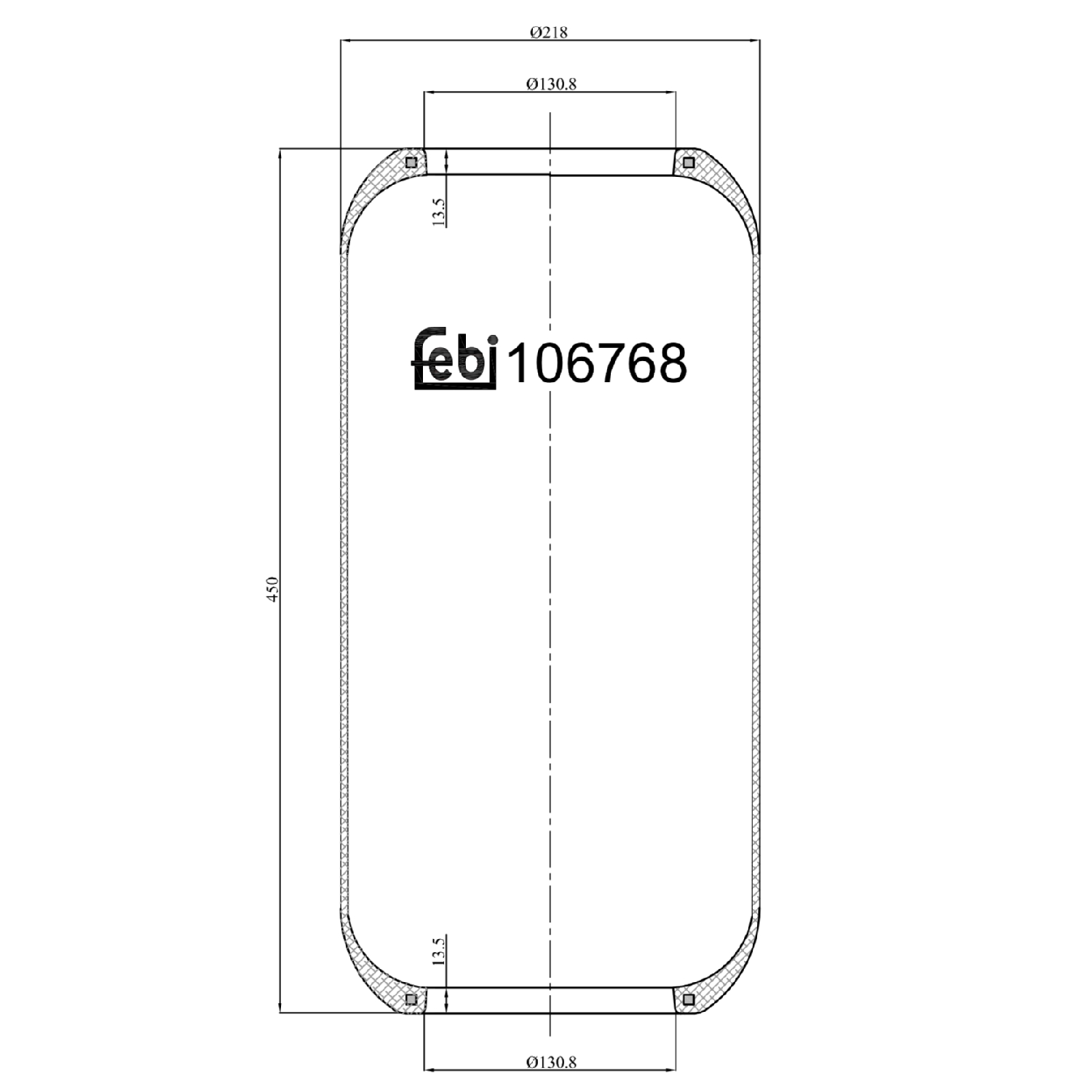 FEBI BILSTEIN 106768 bagaksel 130mm for IVECO