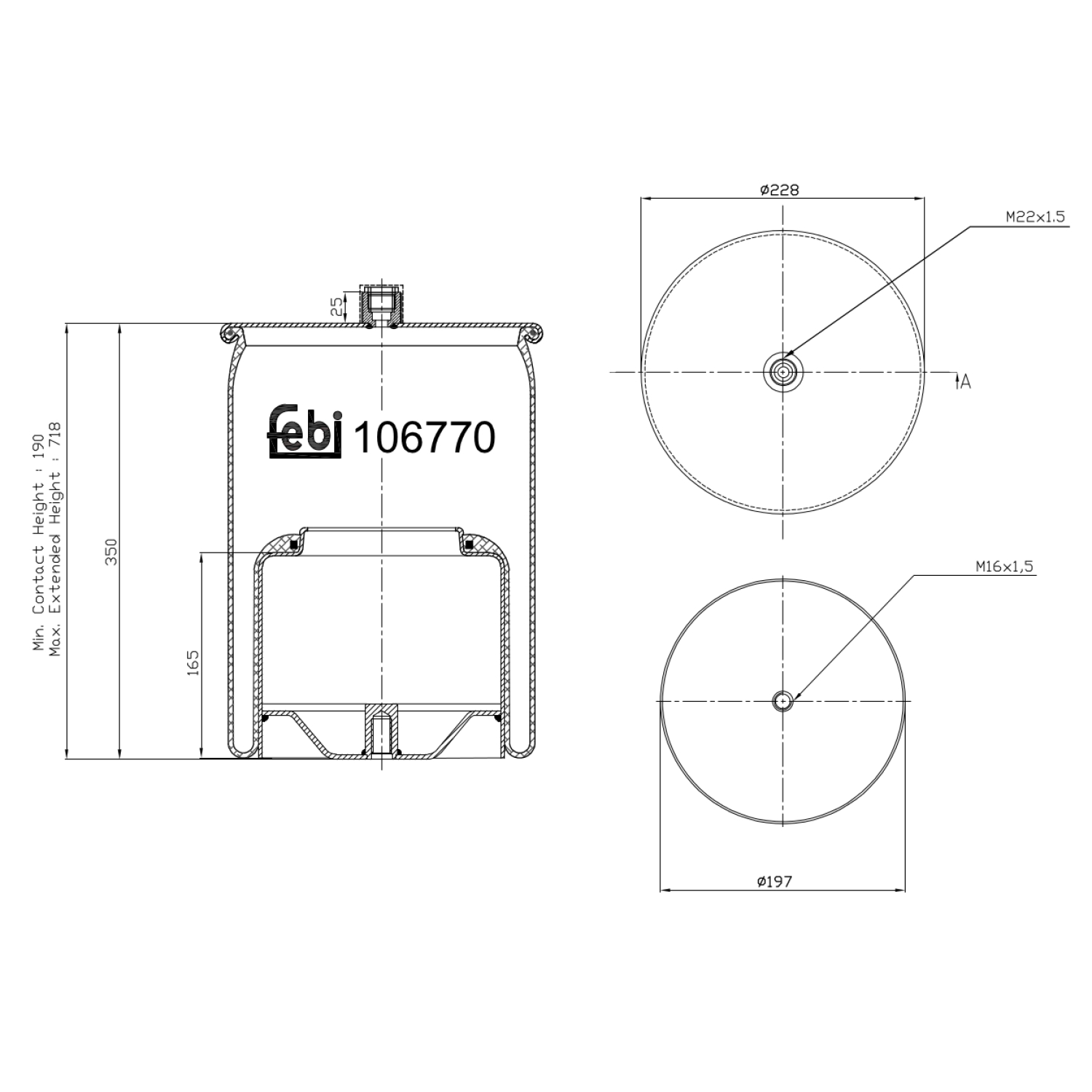 FEBI BILSTEIN 106770 bagaksel 197mm for MERCEDES-BENZ