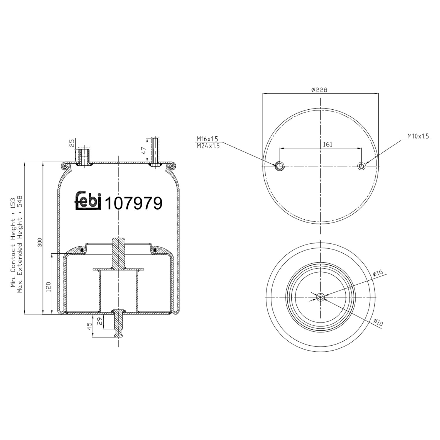FEBI BILSTEIN 107979 ustyret forløbsaksel 228mm for VOLVO