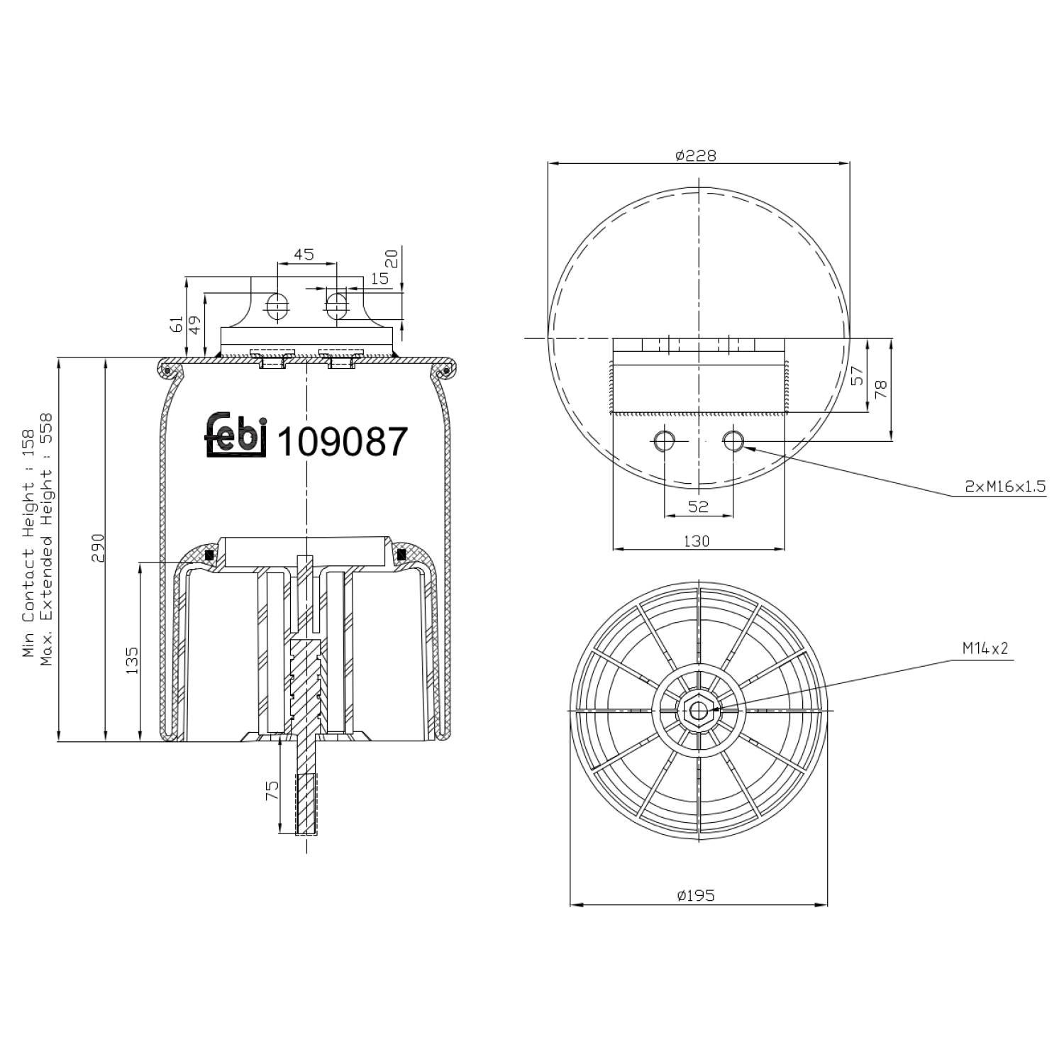 FEBI BILSTEIN 109087 bagaksel 195mm for IVECO