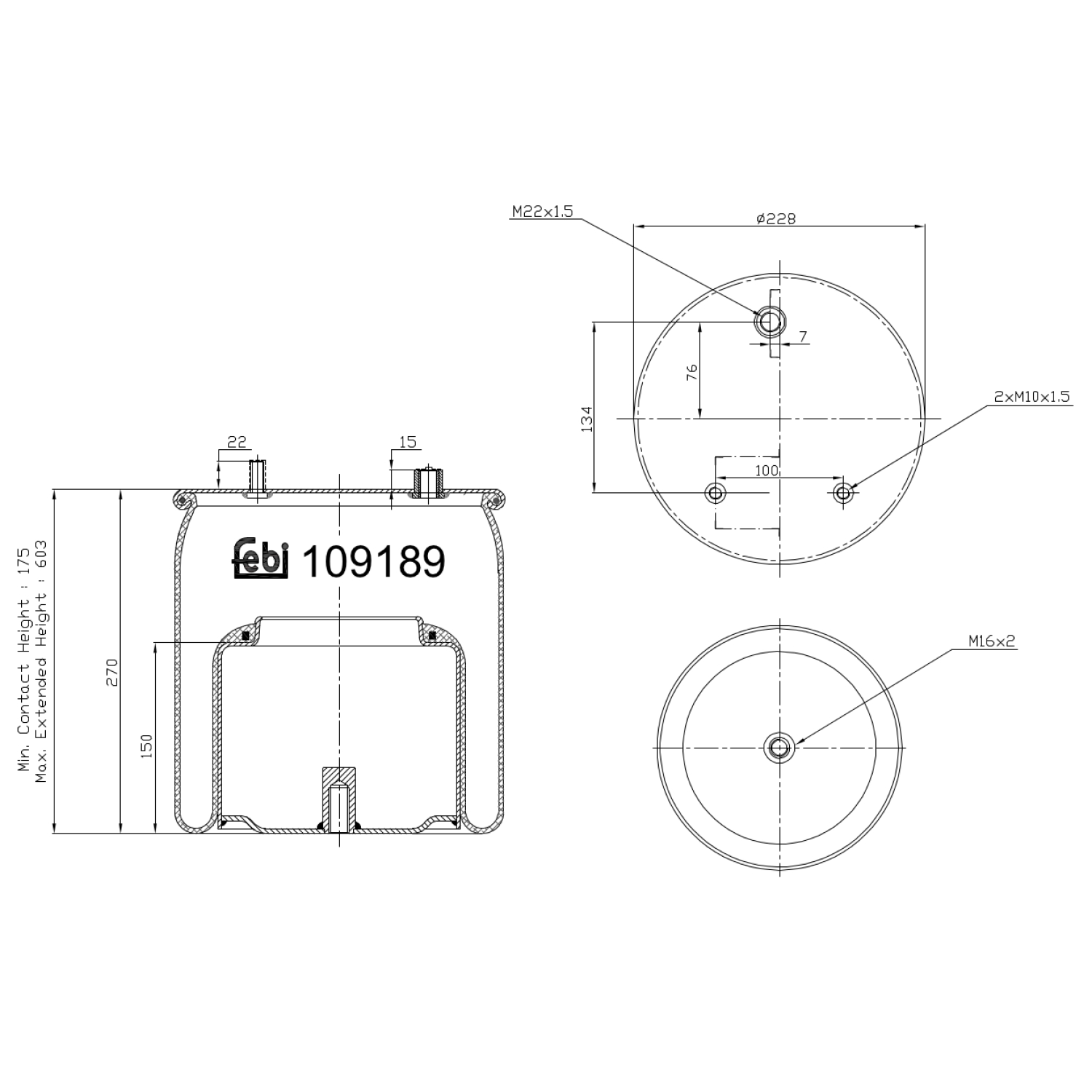 FEBI BILSTEIN 109189 Bagaksel højre 228mm for DAF