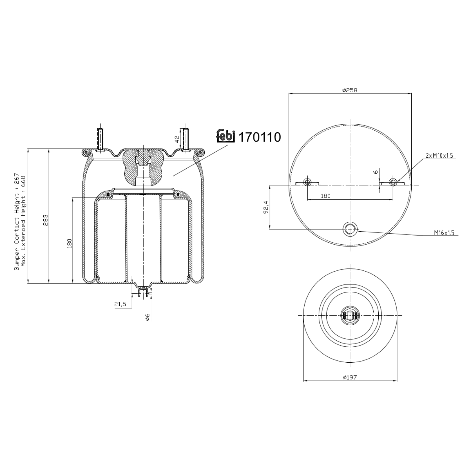 FEBI BILSTEIN 170110 foraksel 197mm for VOLVO