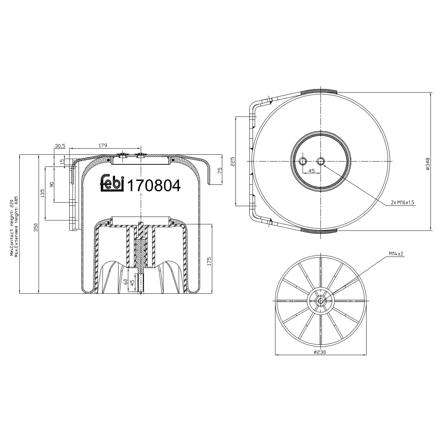 FEBI BILSTEIN 170804 bagaksel 230mm for IVECO