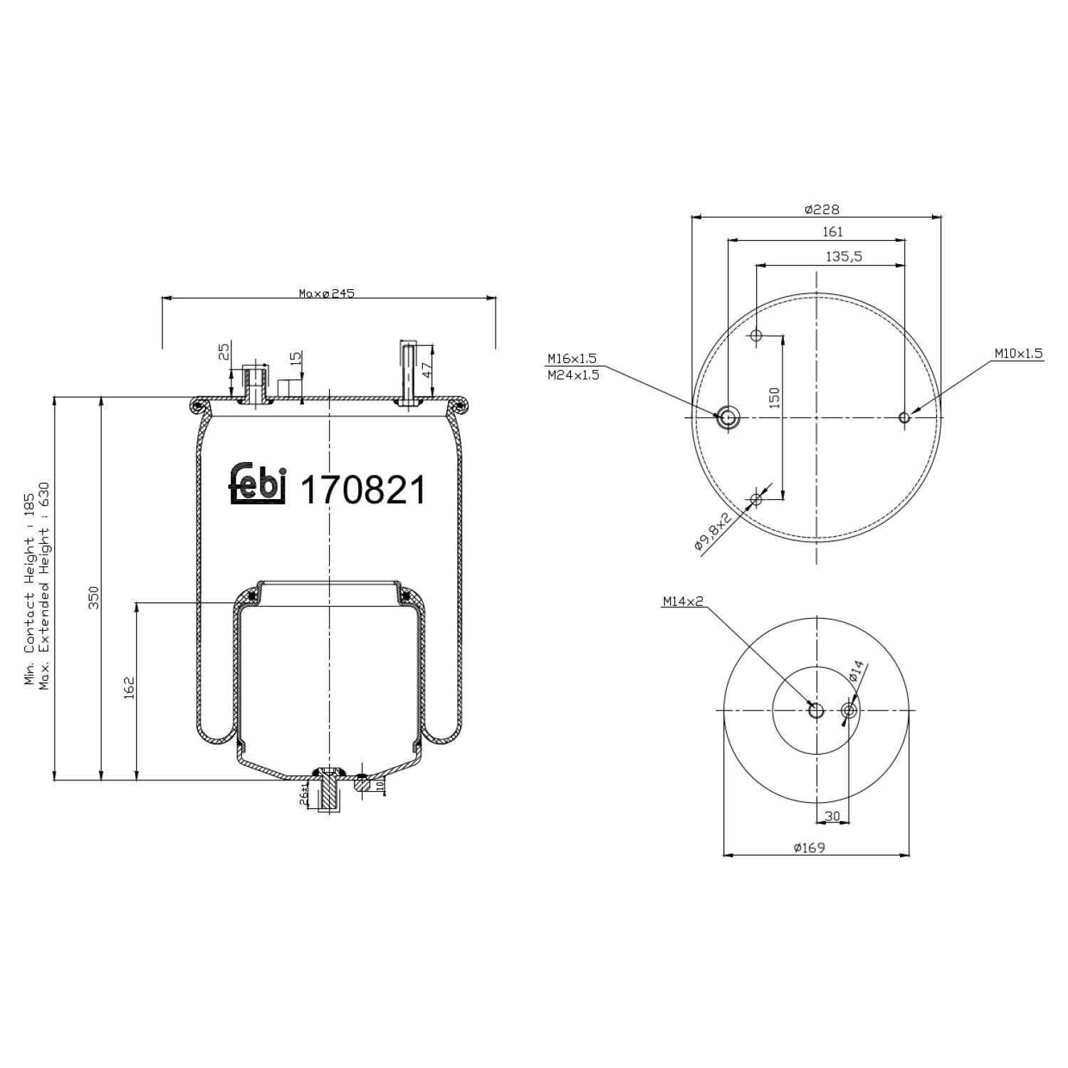 FEBI BILSTEIN 170821 bagaksel 228mm for VOLVO