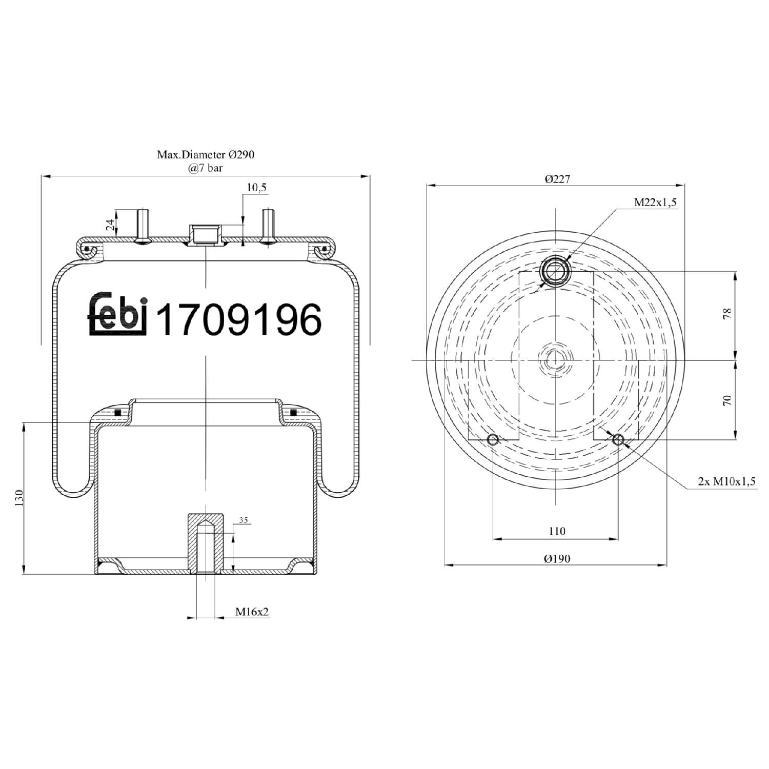 FEBI BILSTEIN 170919 bagaksel 190mm for DAF