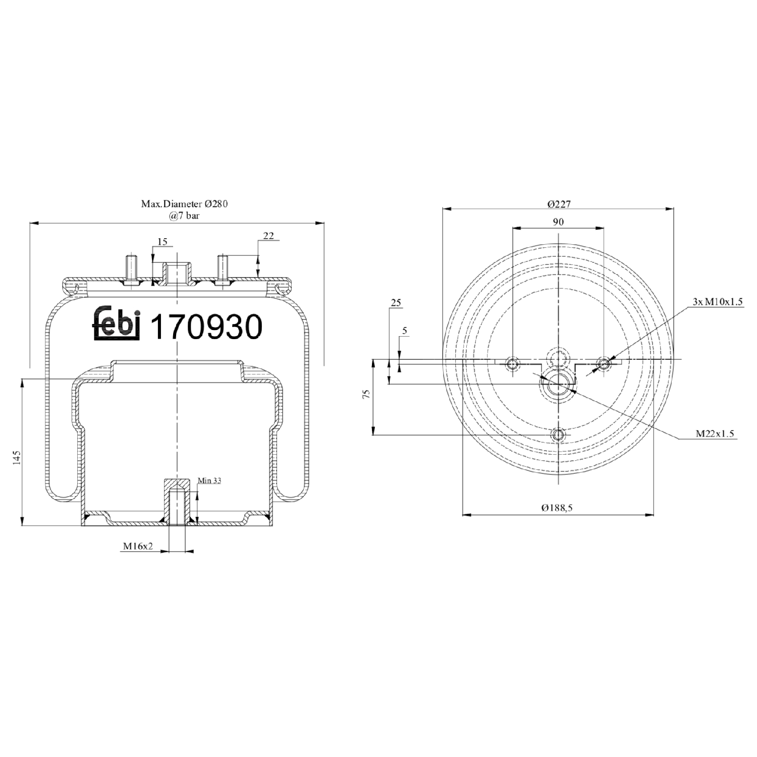 FEBI BILSTEIN 170930 foraksel 189mm for DAF