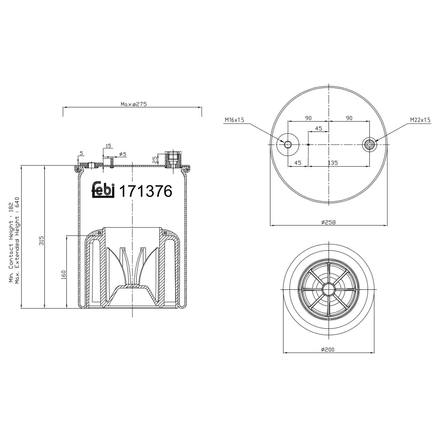 FEBI BILSTEIN 171376 foraksel 200mm for MERCEDES-BENZ