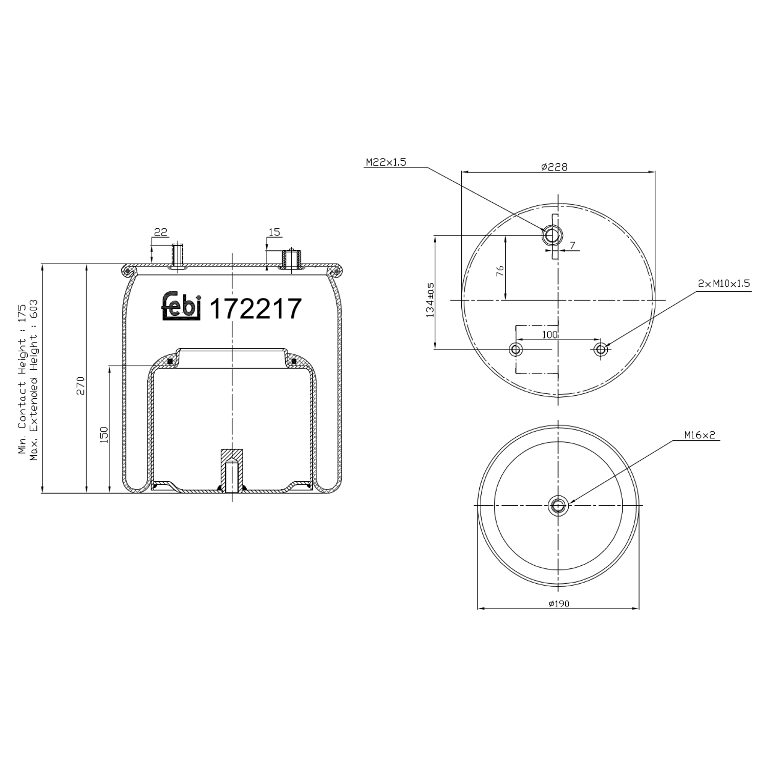 FEBI BILSTEIN 172217 bagaksel 191mm for DAF