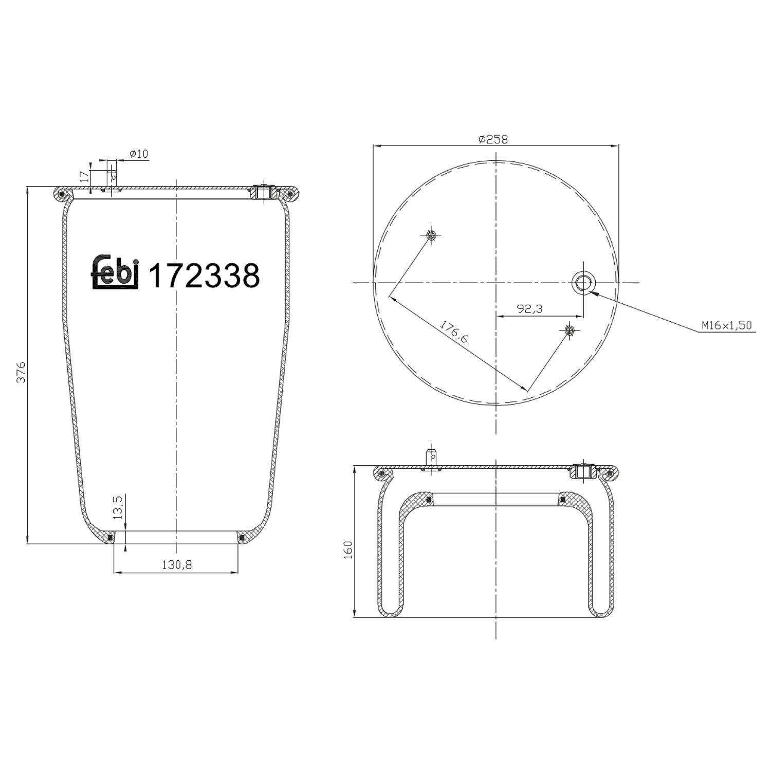 FEBI BILSTEIN 172338 foraksel 130mm for VOLVO
