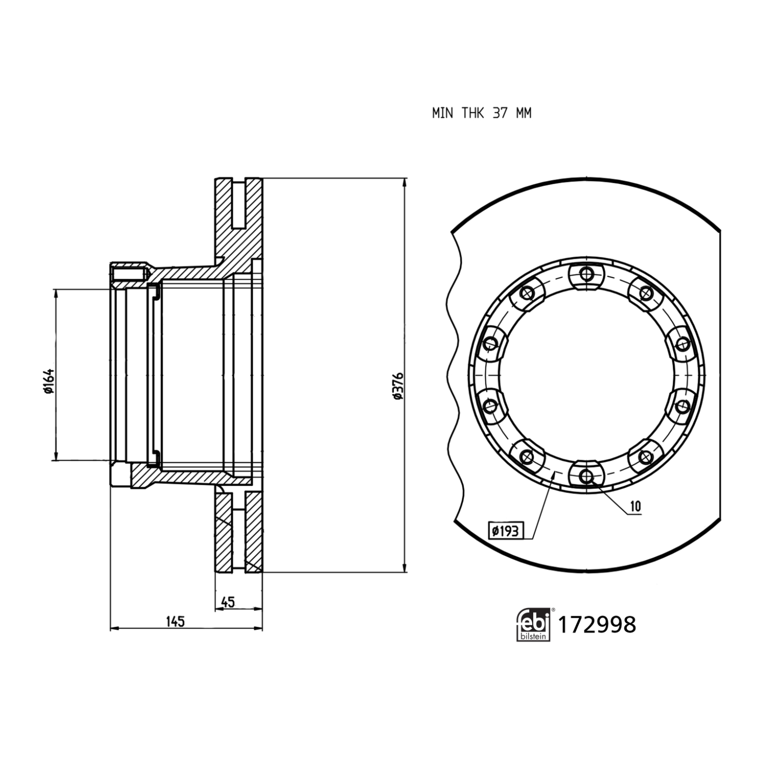 FEBI BILSTEIN 172998 bagaksel ventileret 376mm