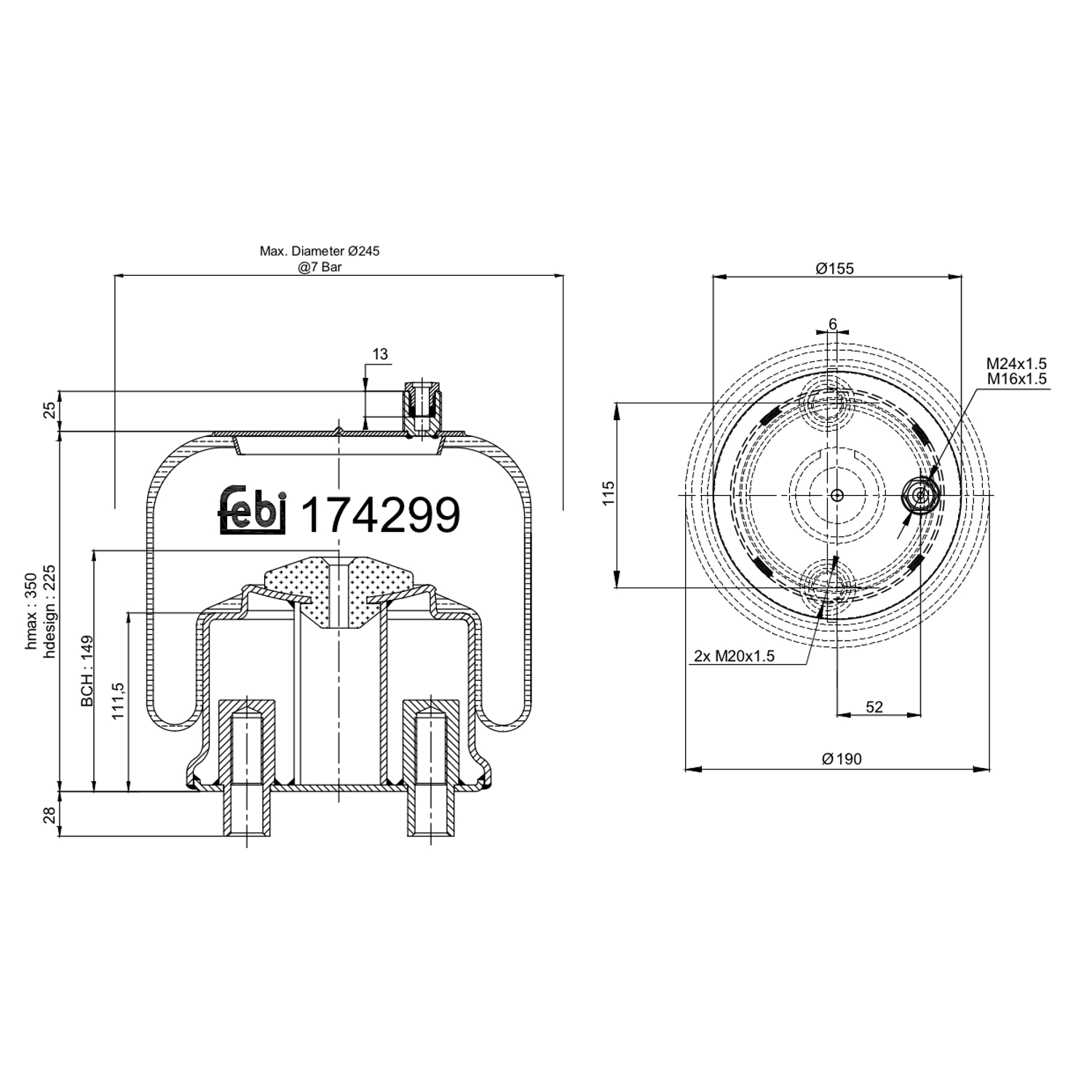 FEBI BILSTEIN 174299 foraksel 155mm for MERCEDES-BENZ