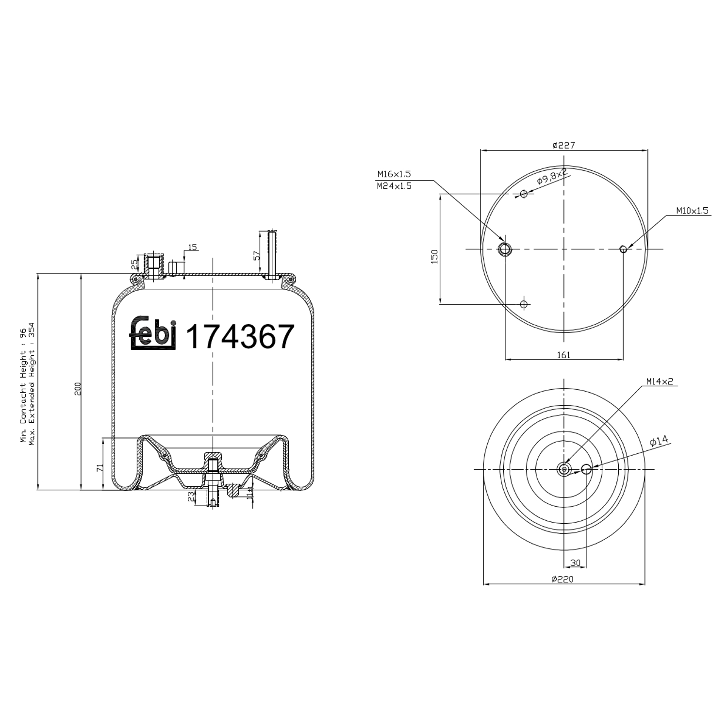 FEBI BILSTEIN 174367 bagaksel 220mm for VOLVO