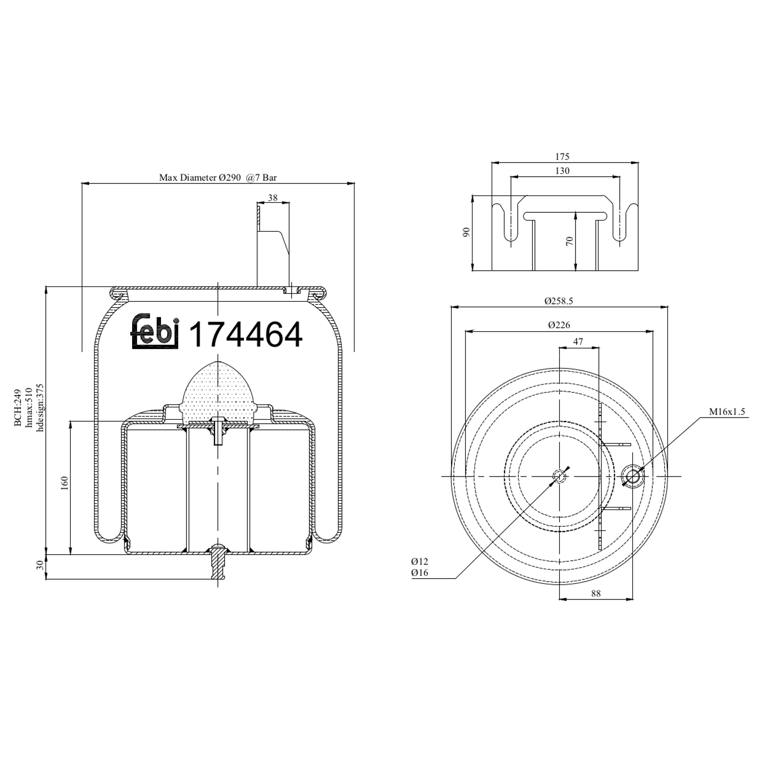 FEBI BILSTEIN 174464 226mm for VOLVO RENAULT TRUCKS