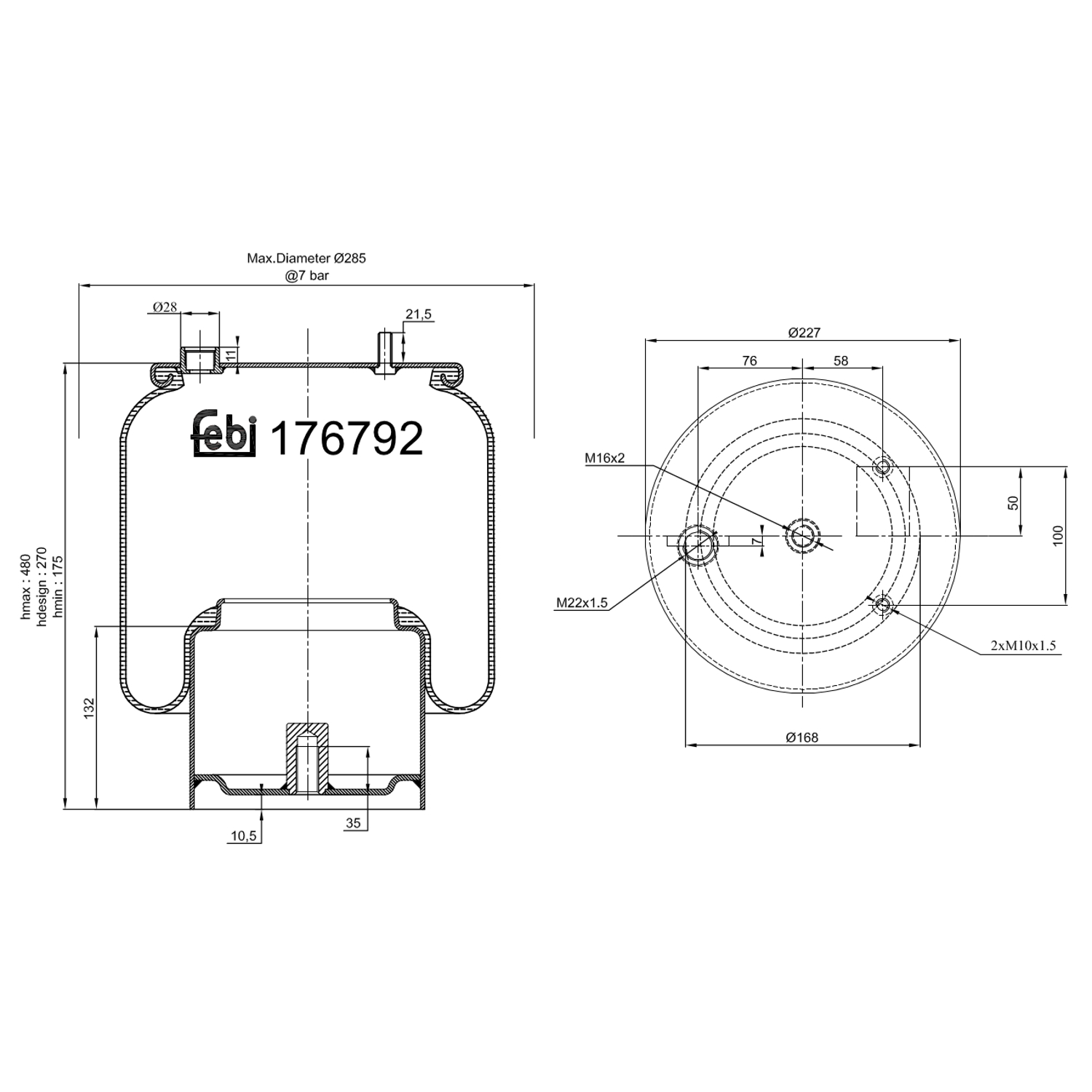 FEBI BILSTEIN 176792 styret efterløbsaksel 227mm for DAF