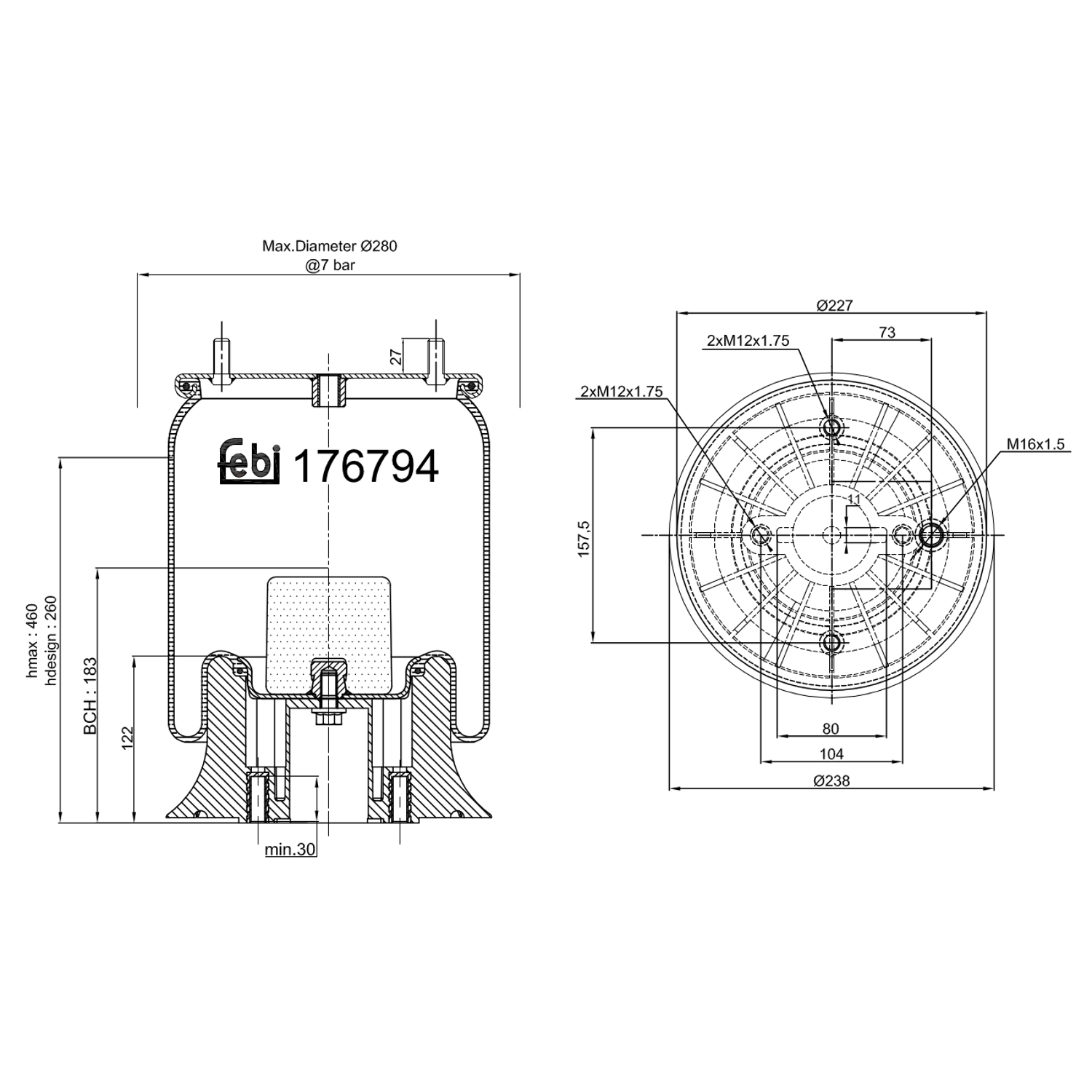 FEBI BILSTEIN 176794 227mm for DAF