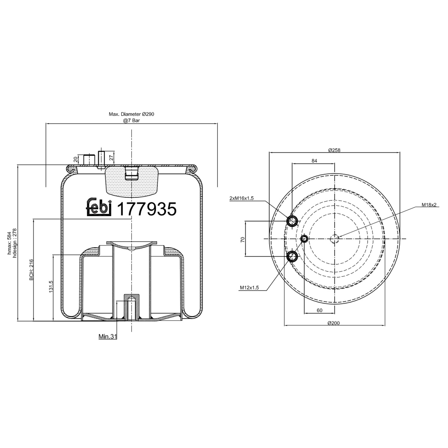 FEBI BILSTEIN 177935 bagaksel 259mm for MAN