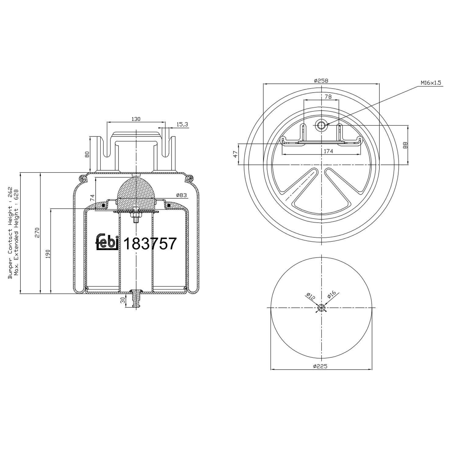 FEBI BILSTEIN 183757 foraksel 258mm for VOLVO