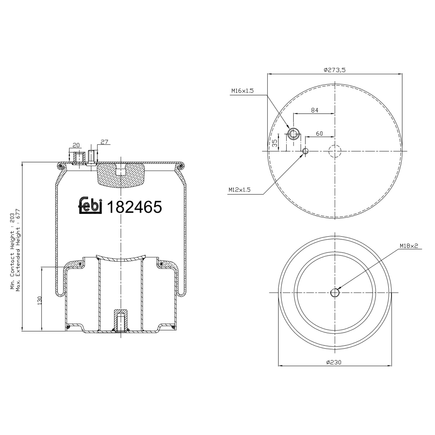FEBI BILSTEIN 184254 Bagaksel højre 228mm for MAN