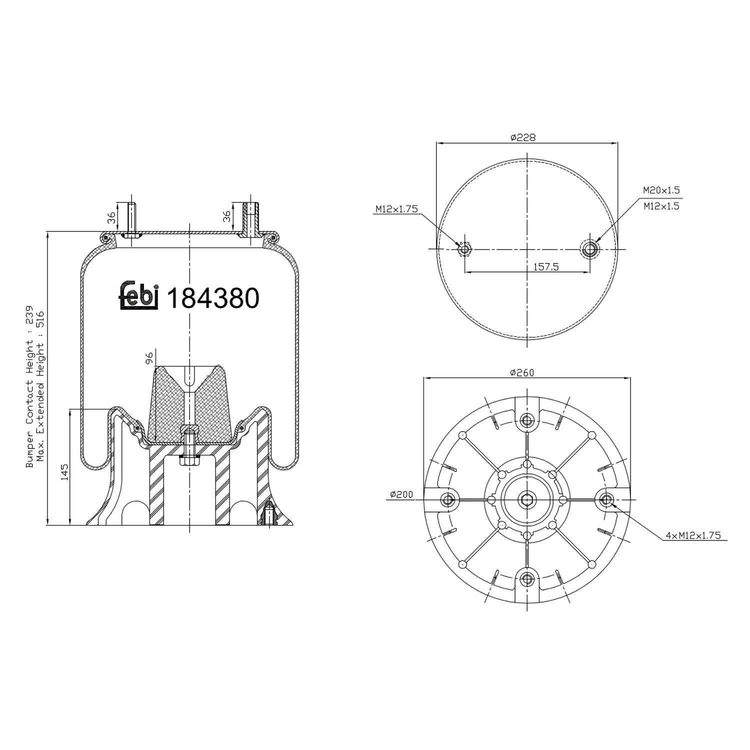 FEBI BILSTEIN 184380 bagaksel 260mm