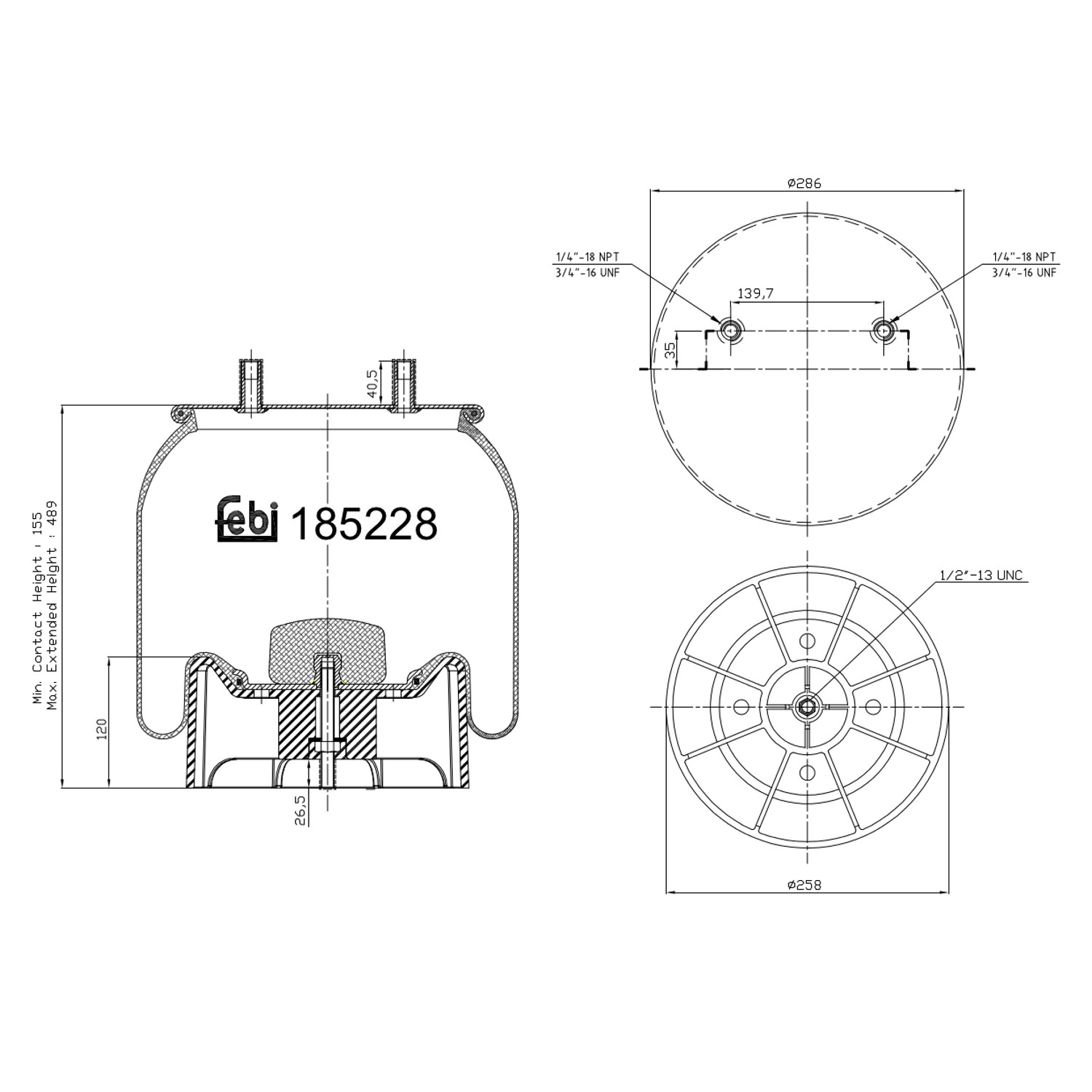 FEBI BILSTEIN 185228 bagaksel 258mm