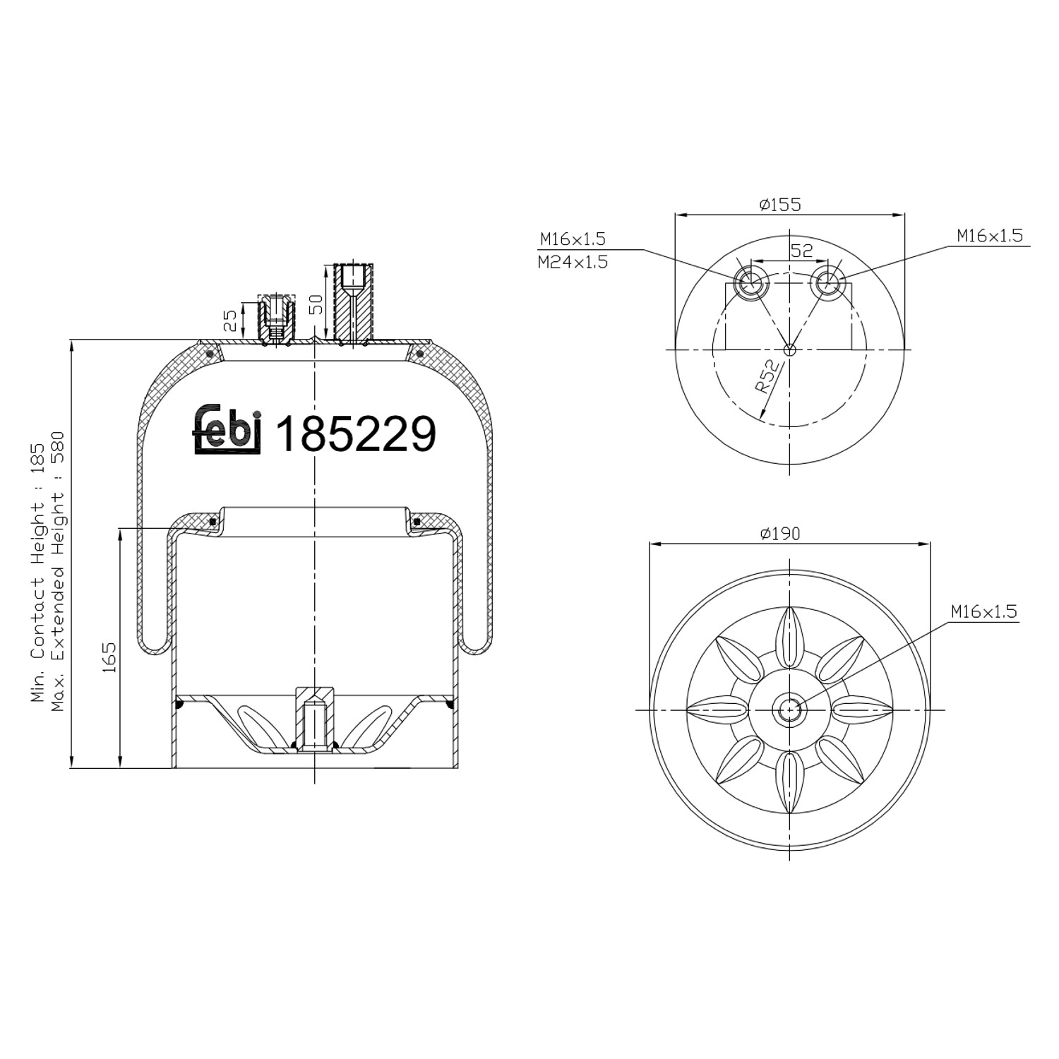 FEBI BILSTEIN 185229 bagaksel 190mm for MERCEDES-BENZ