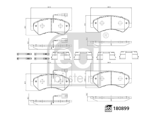 FEBI BILSTEIN Bremseklodser 180899 foraksel for FIAT VAUXHALL