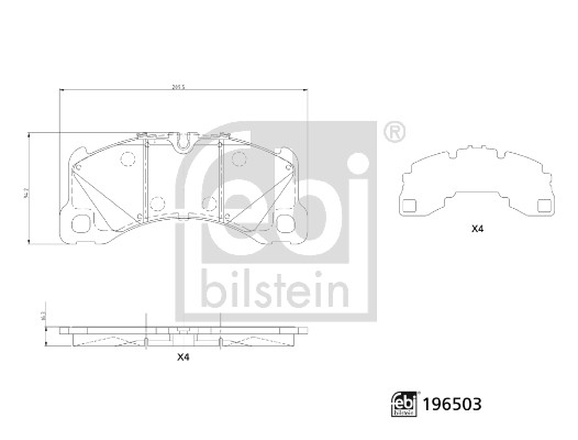 FEBI BILSTEIN Bremseklodser 196503 foraksel for PORSCHE