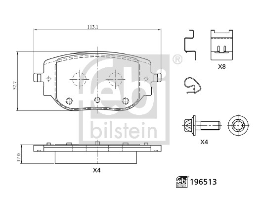 FEBI BILSTEIN Bremseklodser 196513 bagaksel for VAUXHALL TOYOTA