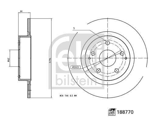 FEBI BILSTEIN Bremseskive 188770 bagaksel fuld 296mm for TOYOTA