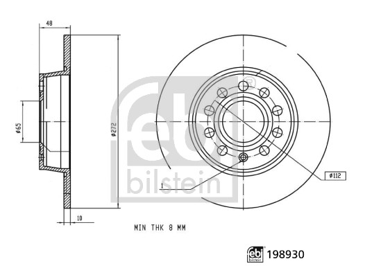 FEBI BILSTEIN Bremseskive 198930 bagaksel fuld 272mm for ROEWE (SAIC)