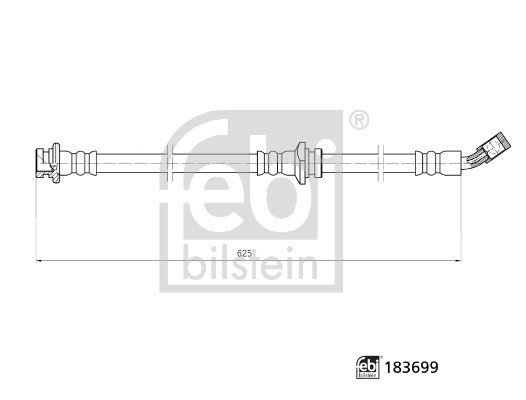 FEBI BILSTEIN Bremseslange 183699 højre foraksel for NISSAN