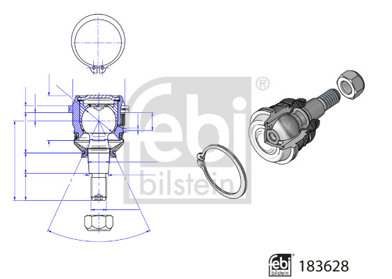 FEBI BILSTEIN Bærekugle 183628 højre foraksel for KIA