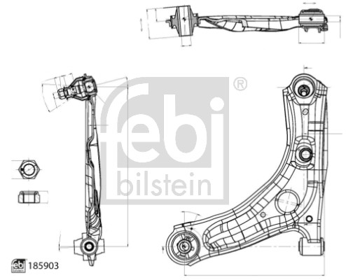 FEBI BILSTEIN Bærearm, hjulophæng 185903 ydre for PEUGEOT TOYOTA