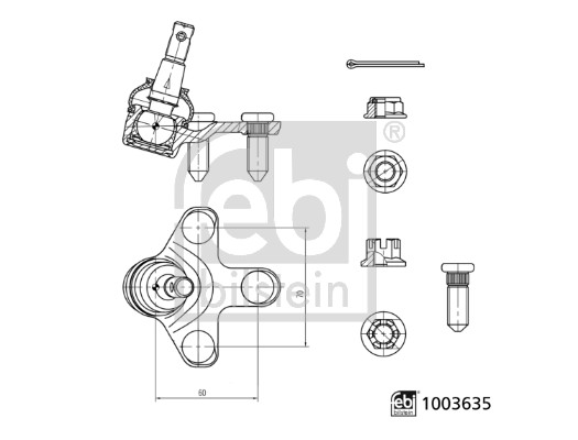 FEBI BILSTEIN Bærekugle 1003635 højre foraksel for HONDA