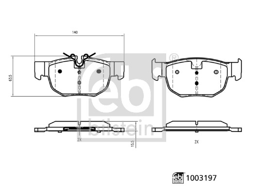 FEBI BILSTEIN Bremseklodser 1003197 bagaksel for JAGUAR LAND ROVER