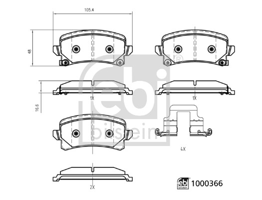 FEBI BILSTEIN Bremseklodser 1000366 bagaksel for ORA