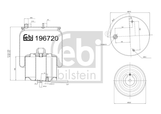 FEBI BILSTEIN 196720 venstre foraksel 273mm for DAF