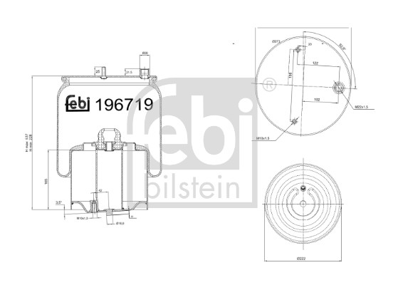 FEBI BILSTEIN 196719 højre foraksel 273mm for DAF