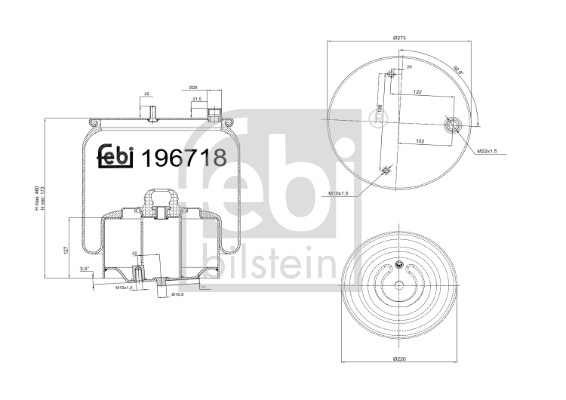 FEBI BILSTEIN 196718 venstre foraksel 273mm for DAF