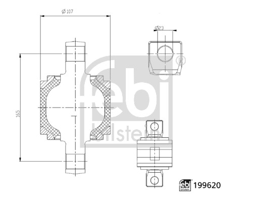 FEBI BILSTEIN 199620 bagaksel 107mm for VOLVO RENAULT TRUCKS