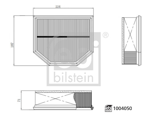 FEBI BILSTEIN Luftfilter 1004050 Filterindsats length_mm_203|Længde [mm]|225 width_mm_206|Bredde [mm]|187 height_mm_209|Højde [mm]|68 supplementary_ar
