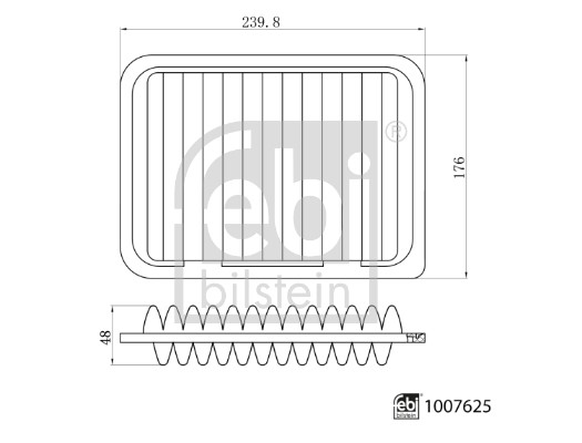 FEBI BILSTEIN Luftfilter 1007625 Filterindsats length_mm_203|Længde [mm]|240 width_mm_206|Bredde [mm]|176 height_mm_209|Højde [mm]|48 48mm for BYD