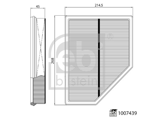 FEBI BILSTEIN Luftfilter 1007439 Filterindsats length_mm_203|Længde [mm]|268 width_mm_206|Bredde [mm]|215 height_mm_209|Højde [mm]|45 45mm for GEELY